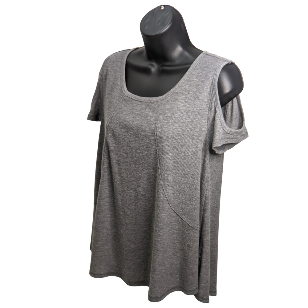 Womens CALVIN KLEIN PERFORMANCE Top Cutout Detail Cold Shoulder Gray Size Medium